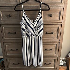 Monteau Navy and White Striped Dress